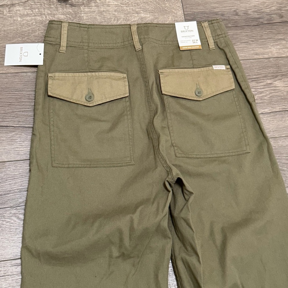 Brixton Vancover Pant in Military Olive Green Womens 100% Cotton Size 27 NWT - Picture 10 of 10